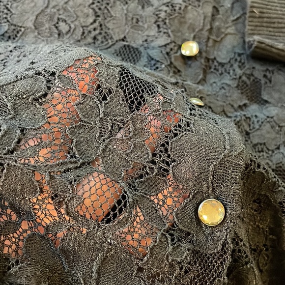 J. Jill lace front sweater with super shiny buttons - Picture 5 of 7